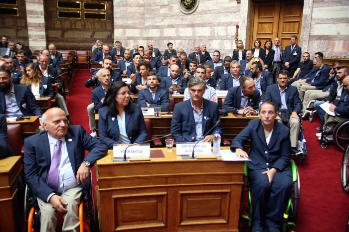 Μέλη της Παραολυμπιακής ομάδας του Ρίο στη σημερινή συνεδρίαση της Ολομέλειας της Βουλής προς τιμήν τους παρουσία του πρωθυπουργού Αλέξη Τσίπρα και του Προέδρου της Δημοκρατίας Προκόπη Παυλόπουλου , Παρασκευή 7 Οκτωβρίου 2017 ΑΠΕ-ΜΠΕ/ΑΠΕ-ΜΠΕ/Αλέξανδρος Μπελτές