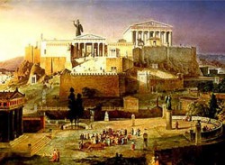 Ζωγραφική απεικόνιση-άποψη της Αρχαίας Αθήνας