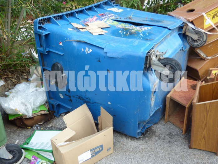 Σπασμένοι κάδοι συμπληρώνουν την αποκαρδιωτική εικόνα που αντικρίζουν οι επισκέπτες του Πάρκου